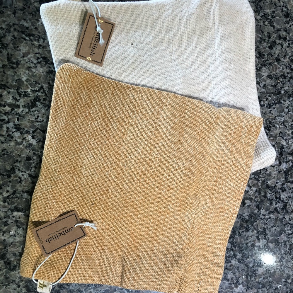 Creative co-op embellish cotton jute zip pouch bag